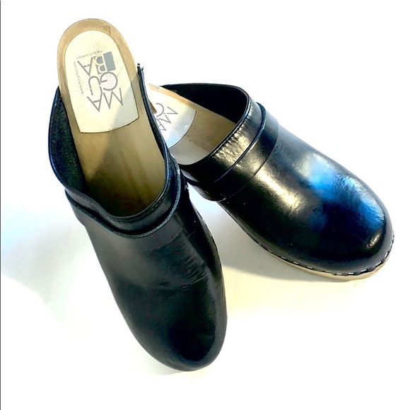 Maguba Stockholm Black Size 40 Clogs EUC W Light Unvarnished Alder Wood … - Picture 3 of 13